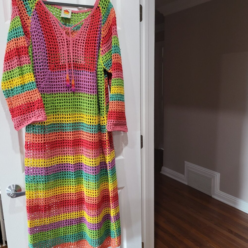 $299 FARM RIO COTTON CROCHET RESORT WEAR DRESS COVER UP XL